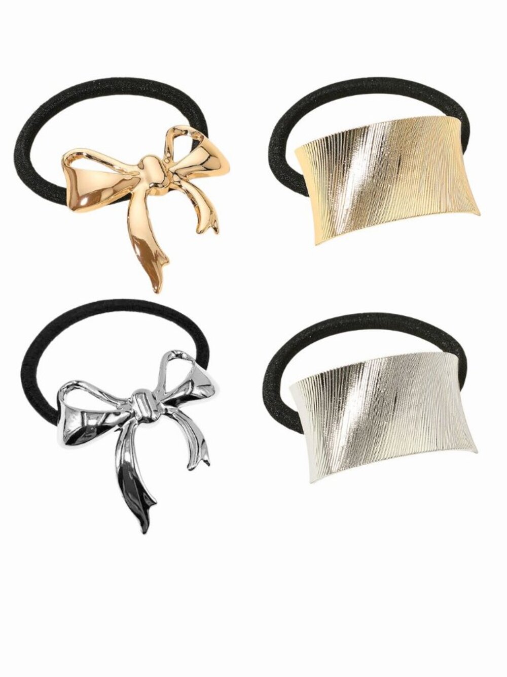 Metal Stretch Hairbands Gold or Silver (Set of 2)